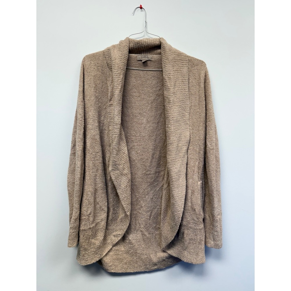 Barefoot Dreams CozyChic Lite Circle Cardigan Tan Brown Open Front Style 423 L